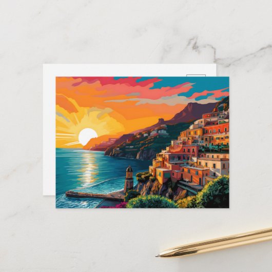 アマルフィ海岸のビューItaly Magnet シーズンポストカード (正面/裏面インサイチュ)