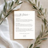 アマルフィ海岸のロマンスに着想を得た、ミニマルな結婚式の詳細カード。 エンクロージャーカード