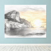アマルフィ海岸の崖沿いの村の夕焼けの絵 キャンバスプリント (インサイチュ (ウッドフロア))