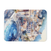 アマルフィ海岸の水彩画 マグネット (横)