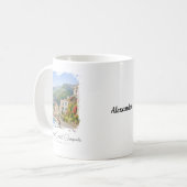 アマルフィ海岸の水彩画 ロマンティックな旅の思い出 コーヒーマグカップ (正面左)