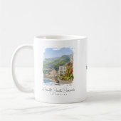 アマルフィ海岸の水彩画 ロマンティックな旅の思い出 コーヒーマグカップ (左)