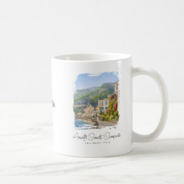 アマルフィ海岸の水彩画 ロマンティックな旅の思い出 コーヒーマグカップ