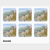 アマルフィ海岸の水彩画 ロマンティックな旅の思い出 スクエアシール (シート)