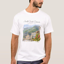 アマルフィ海岸の水彩画 ロマンティックな旅の思い出 Tシャツ