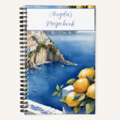 アマルフィ海岸の青いタイルのレモン |お客様の名前レシピ ノートブック (正面)