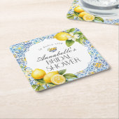 アマルフィ海岸イタリアンブライダルシャワーテーブルデコール スクエアペーパーコースター (アングル)