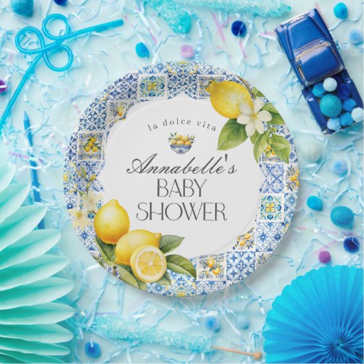 アマルフィ海岸イタリアン赤ちゃんシャワーテーブルデコール ペーパープレート (パーティー)