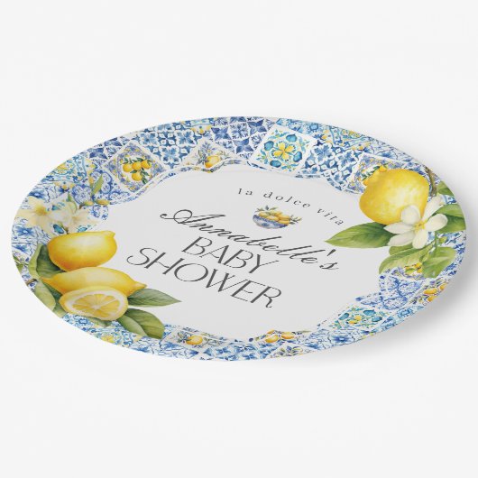 アマルフィ海岸イタリアン赤ちゃんシャワーテーブルデコール ペーパープレート (アングル)