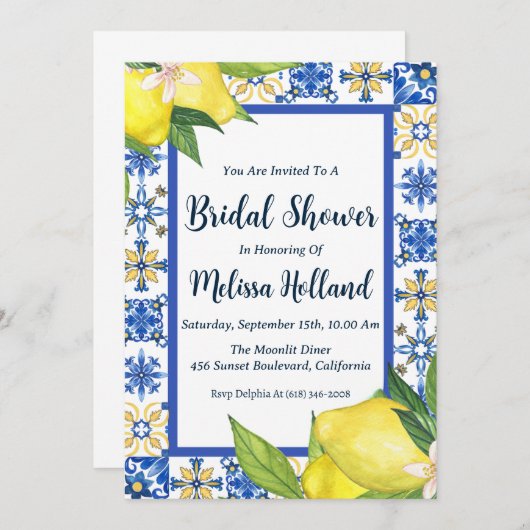 アマルフィ海岸ブライダルシャワー招待状 招待状 (正面/裏面)