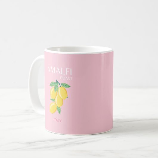 アマルフィ海岸名門私立校風のルーム、ピンク コーヒーマグカップ (正面左)