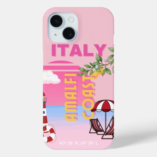 アマルフィ海岸名門私立校風の、旅行、ピンク Case-Mate iPhoneケース (裏面)