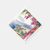 アマルフィ海岸地中海のモノグラム印刷 スタンダードカクテルナプキン (角)