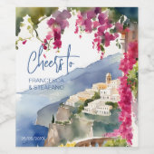 アマルフィ海岸地中海のモノグラム印刷 ワインラベル (シングルラベル)