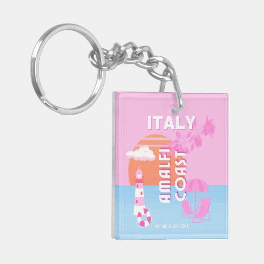 アマルフィ海岸旅行アート名門私立校風の、旅行、ピンク キーホルダー (正面左)