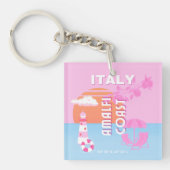 アマルフィ海岸旅行アート名門私立校風の、旅行、ピンク キーホルダー (正面)