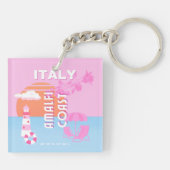 アマルフィ海岸旅行アート名門私立校風の、旅行、ピンク キーホルダー (裏面)