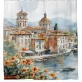 アマルフィ海岸水彩画 シャワーカーテン (正面)