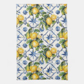 アマルフィ海岸沿いのレモンとタイルのパターン キッチンタオル (縦)