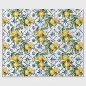 アマルフィ海岸沿いのレモンとタイルのパターン ラッピングペーパー (フラット)