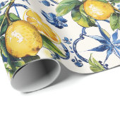アマルフィ海岸沿いのレモンとタイルのパターン ラッピングペーパー (ロールコーナー)