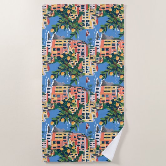 アマルフィ海岸象徴的なヨーロッパの目的地 ビーチタオル (正面)