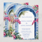 アマルフィ海岸 イタリア ピンクの花 ブーゲンビリア 招待状 (正面/裏面)