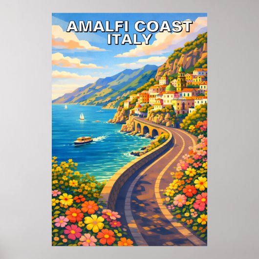 アマルフィ海岸 イタリア リヴィエラ ヴィンテージ 旅行 ポスター (正面)