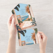 アマルフィ海岸 |タイ地中海のル結婚ズ オールインワン招待状 (貼ってはがせる)