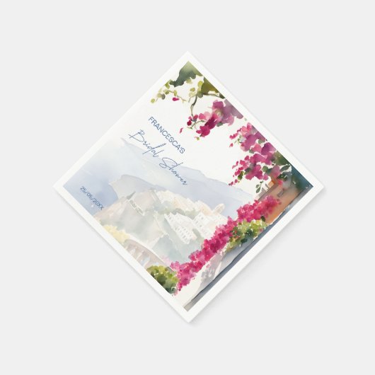 アマルフィ海岸 メディテラニアン イタリアン ブライダルシャワー スタンダードカクテルナプキン (角)