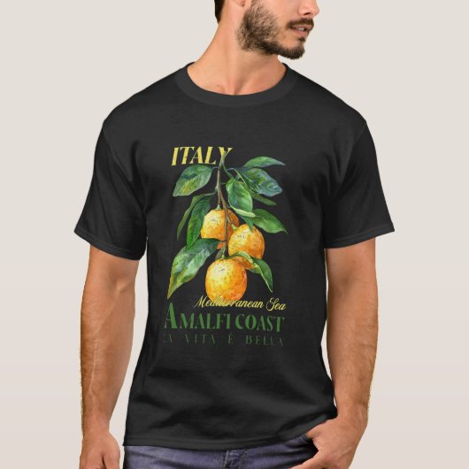 アマルフィ海岸 地中海 休暇 イタリアン レ Tシャツ (正面)