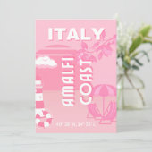 アマルフィ海岸、旅行アート、ピンク シーズンカード (スタンド正面)