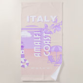 アマルフィ海岸、旅行アート、名門私立校風の旅行、パステル ビーチタオル (正面)