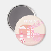 アマルフィ海岸、旅行アート、名門私立校風の旅行、パステル マグネット (正面/裏面)