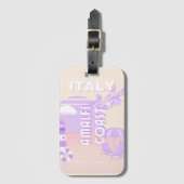 アマルフィ海岸、旅行アート、名門私立校風の旅行、パステル ラゲッジタグ (正面縦)