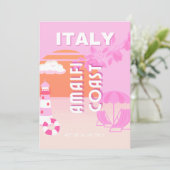 アマルフィ海岸、旅行アート、名門私立校風の旅行、ピンク シーズンカード (スタンド正面)