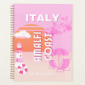 アマルフィ海岸、旅行アート、名門私立校風の旅行、ピンク プランナー手帳