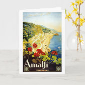 "アマルフィ"のヴィンテージ旅行ポスター挨拶状 カード (黄色い花)