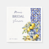 アマルフィ イタリアン ブルー タイル レモン ウェディング テンプレート スタンダードカクテルナプキン (正面)