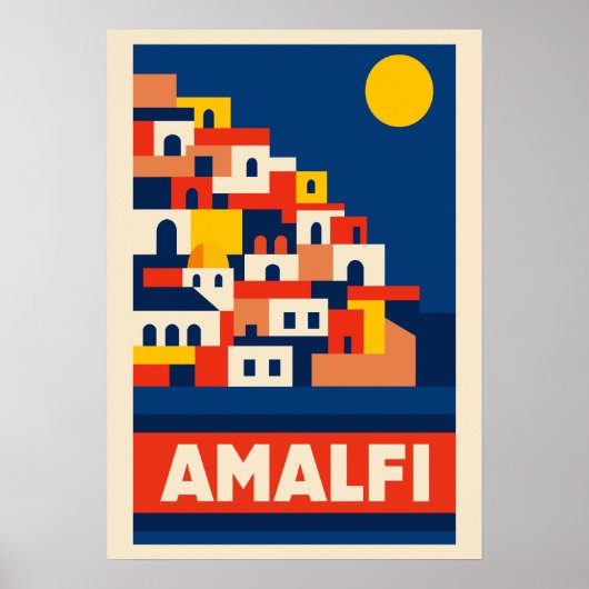 アマルフィ イタリア ヴィンテージ トラベル ポスター レトロ コースタル (正面)