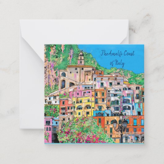 アマルフィ·コースト·オブ·イタリ伝統的アデジタルアート ノートカード (正面)