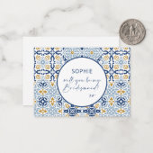 アマルフィ・タイル・ブルー・イエローが私の花嫁の付き添いに ノートカード (正面/裏面インサイチュ)