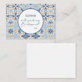 アマルフィ タイル ブルー イエロー あなたは私のブライズメイドになってくれますか ノートカード (正面/裏面)