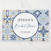 アマルフィ タイル ブルー イエロー ブライダル シャワー スパークリングワインラベル (シングルラベル)