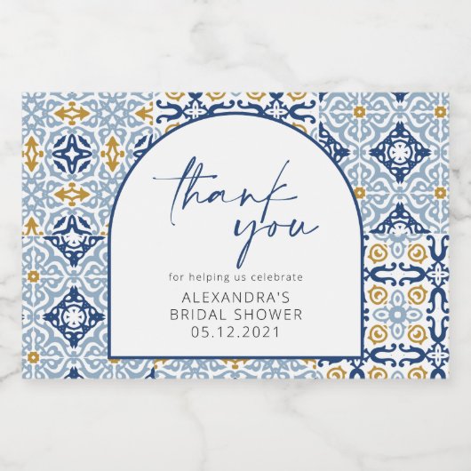 アマルフィ ポジターノ 地中海の青いタイル ありがとう スパークリングワインラベル (シングルラベル)