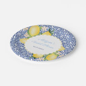 アマルフィ レモン ブルー ホワイト イタリア タイル ブライダル シャワー ペーパープレート (アングル)