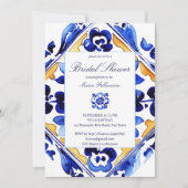 アマルフィ ヴィエトリ イタリアン ブルー タイル ブライズシャワー 招待状 (正面)