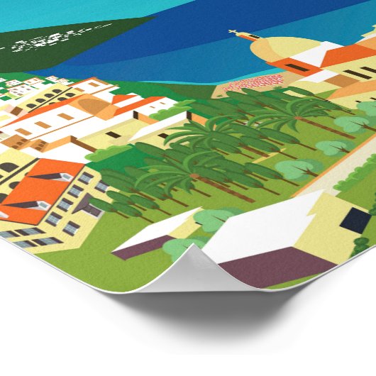 アマルフィItaly旅行ポスターシティーイタリアンメディテラン ポスター (角)