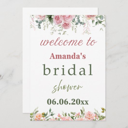 アマンダのブライダルシャワー招待カードエレガント- F サンキューカード (正面/裏面)