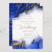 アマンダピスゼックマーブルグリッター王室のDKブルーID644 招待状 (正面/裏面)